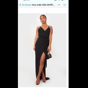 Pretty little thing rubbed maxi dress black size 16